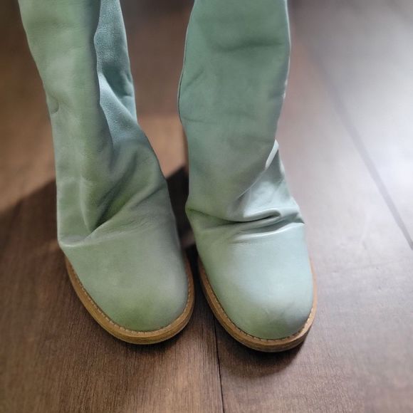 Free People Elle Block Heel Boots Slouchy Leather Grunge - Picture 3 of 7